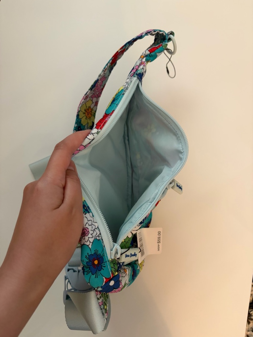 NWT Vera Bradley Light Blue Multi Floral Crossbody Sling Bag - Picture 2 of 4